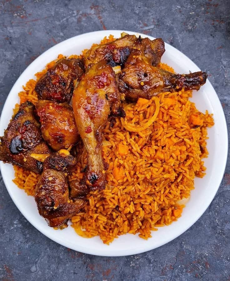 Nigerian Jollof Rice with Grilled Chicken